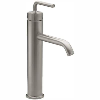 Purist Tall Single Hole Single-Handle Low-Arc Water-Saving Vessel Bathroom Faucet in Vibrant Brushed Nickel