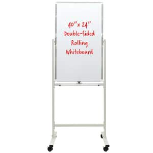 Excello 40 in. x 24 in. Double Sided Mobile Whiteboard, Aluminum