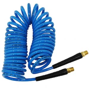 50ft x 1/4" Recoil Air Hose Re Coil Spring Ends Pneumatic Compressor Tool 200psi 