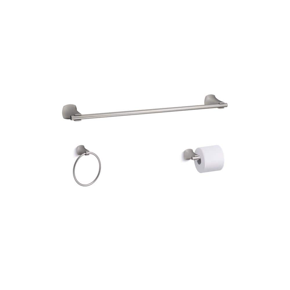 KOHLER Rubicon 3Piece Bathroom Hardware Set in Vibrant Brushed Nickel