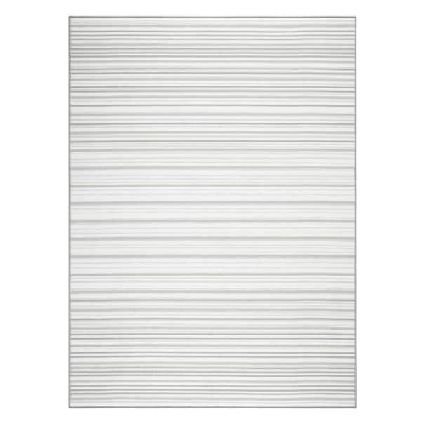 Basic Layne Modern Stripe Silver Grey 8 ft. x 10 ft. Machine Washable Area Rug