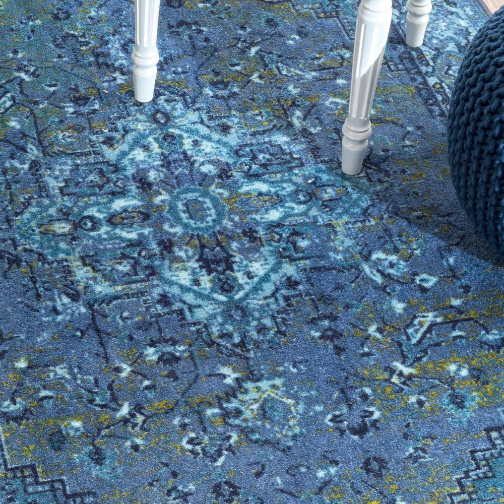 Reiko Blue Vintage Persian 12' x 15' Synthetic Area Rug