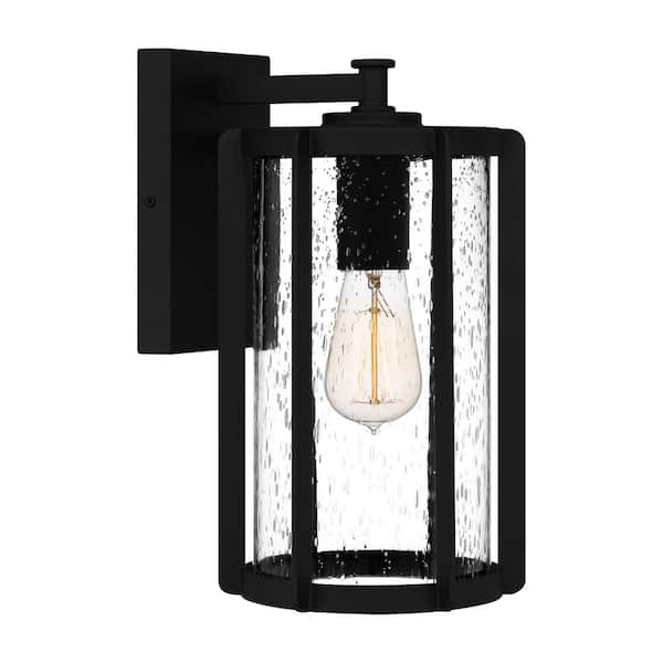 Quoizel Hazel 1-Light Earth Black Hardwired Outdoor Wall Lantern Sconce