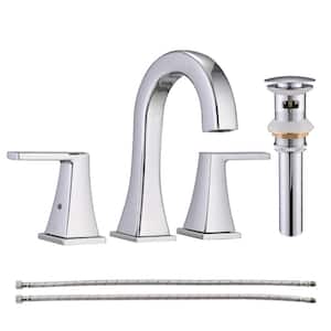8 in. Widespread Double Handles Bathroom Faucet with Drain Kit Included in Chrome