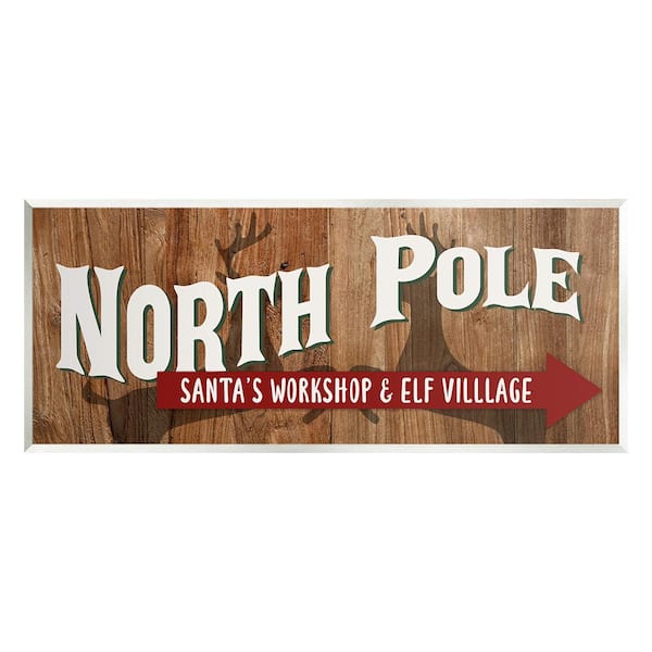 Stupell Industries Rustic North Pole with Arrow by Kim Allen 1-Piece Unframed Graphic Print Typography Poster Art Print 17 in. x 7 in.