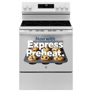 30 in. 5 Burner Element Free-Standing Electric Range in White with Crisp Mode