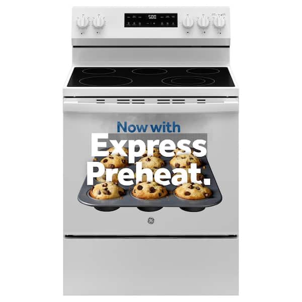 GE 30 in. 5 Element Free-Standing Electric Range in White with Crisp Mode