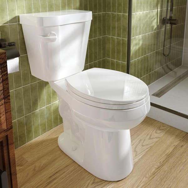 HOROW ADA Chair Height 2-piece 1.28 GPF Single Flush Round Toilet Map Flush 1000g, Soft-Close Seat Included