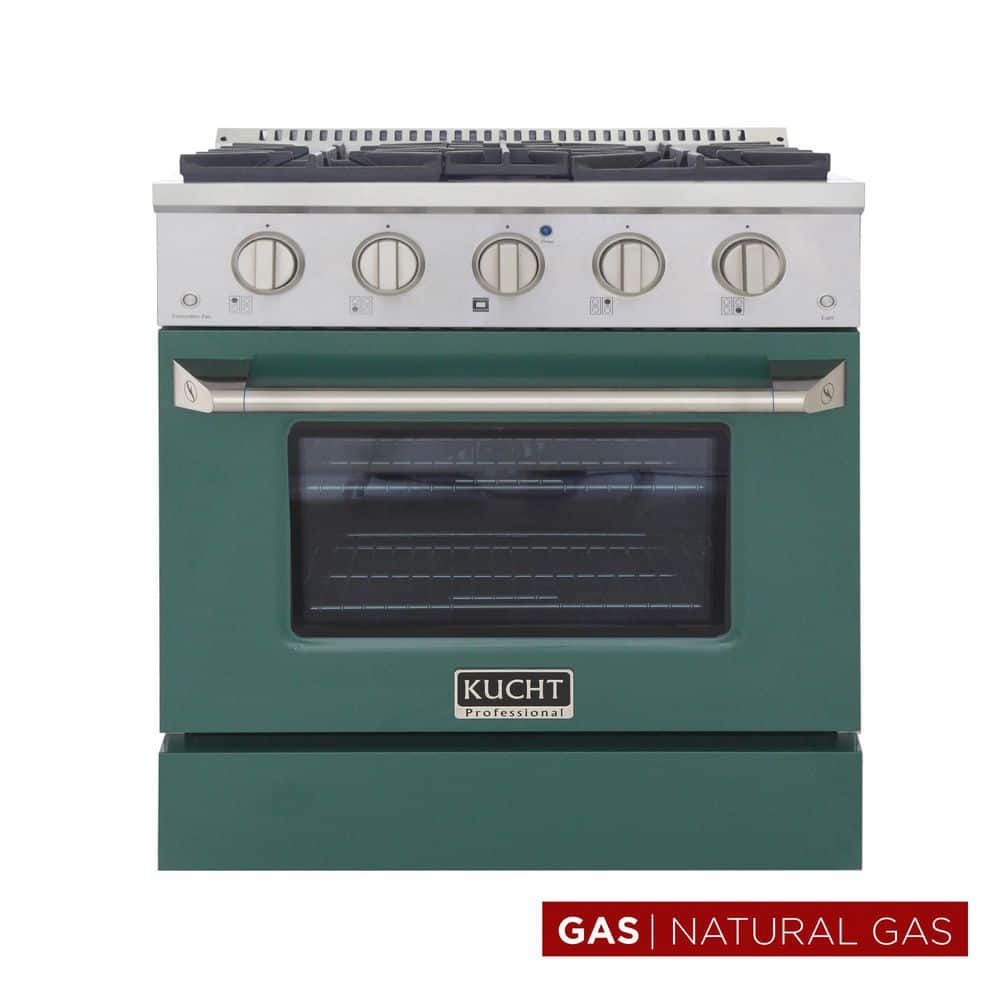 Pro-Style 30 in. 4.2 cu. ft. Natural Gas Range with Sealed Burners and Convection Oven in Green Oven Door price history on PriceWatchPro