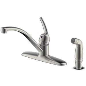 Builder's Series Single-Handle Standard Kitchen Faucet with Side Sprayer in Brushed Nickel