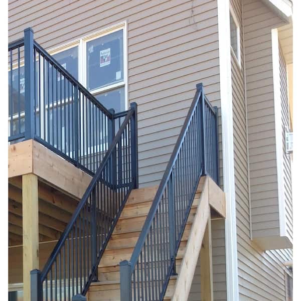 Plus 4 ft. x 36 in. Black Fine Textured Aluminum Stair Rail Kit