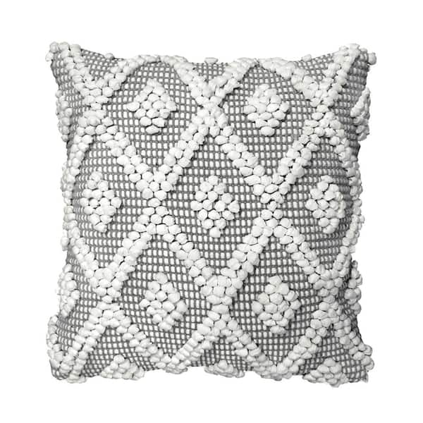 Triangle Home Fashions Adelyn Decorative Pillow Cover Gray 20 in. x 20 in. Throw Pillow Cover