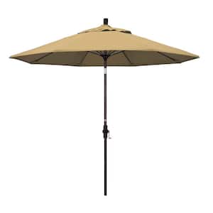 9 ft. Fiberglass Collar Tilt Patio Umbrella in Champagne Olefin