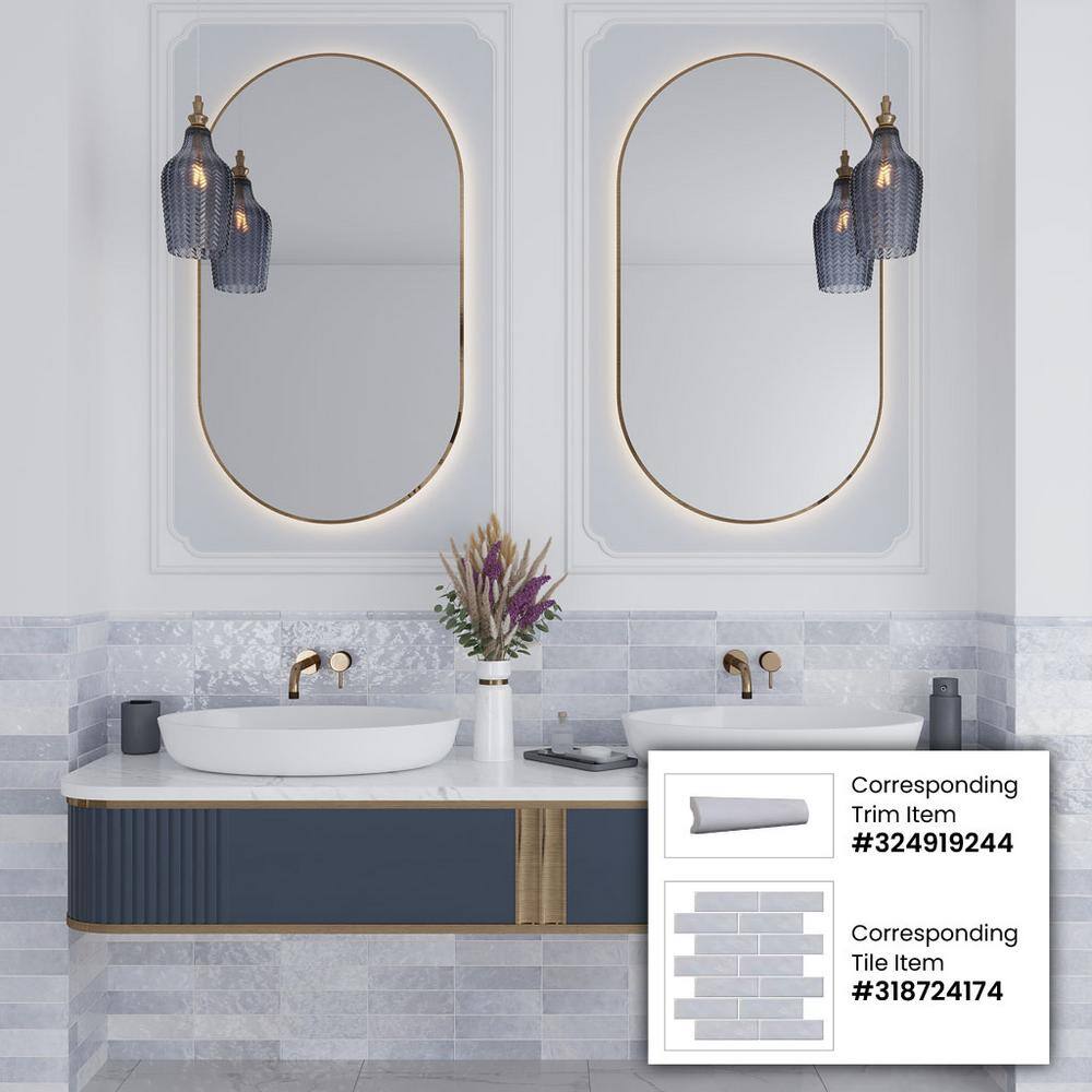 Apollo White Glossy Ceramic Pencil Bullnose Tile Trim 8x1 Inch