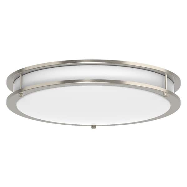 16 in. LED Ceiling Light Fixture Flush Mount Color Selectable CCT Brushed Nickel for Kitchen or Living Room(1-Pack)