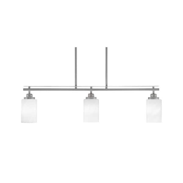 Unbranded Monroe 3-Light Brushed Nickel, Billiard Light, Any room with 4 in. White Marble Glass Shades no bulbs included