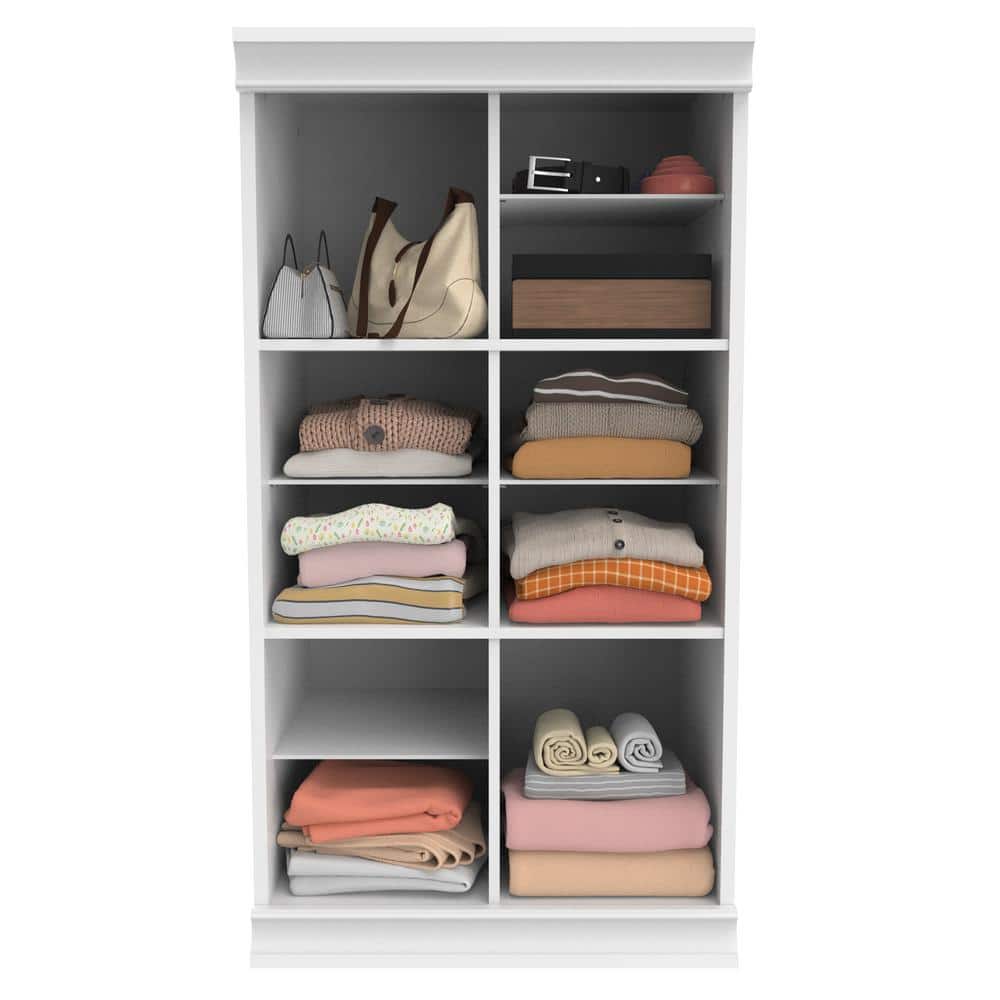 White Stackable Modular Wood Closet Organizer with 12 Shelves