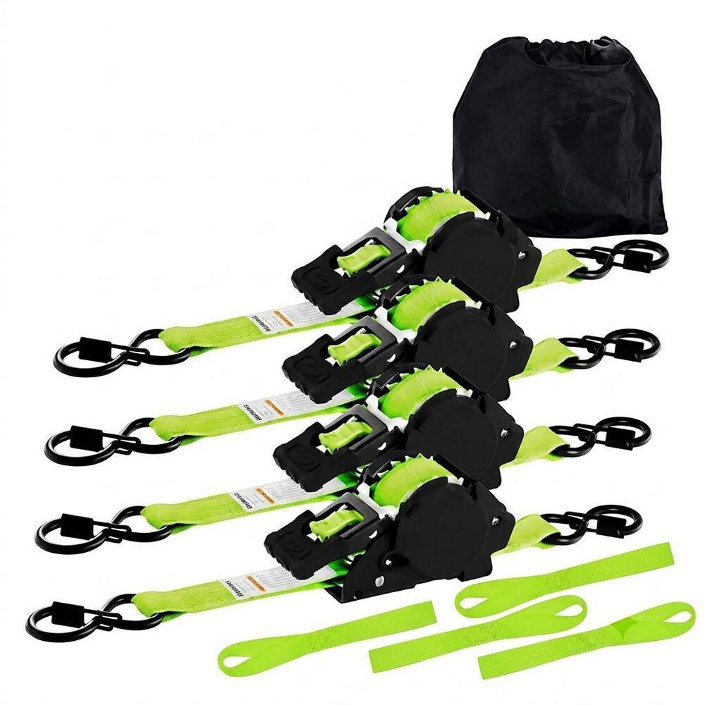 12ft x 1in Ratchet Tie Down Straps Heavy Duty Secure Fastening System for Cargo Motorcycle Trailer Neon Green 4 Pack price history on PriceWatchPro
