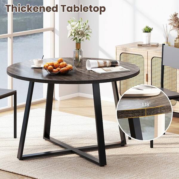 Bunpeony 47 Inch Round Dining Table with Stable X-shaped Base and Round ...