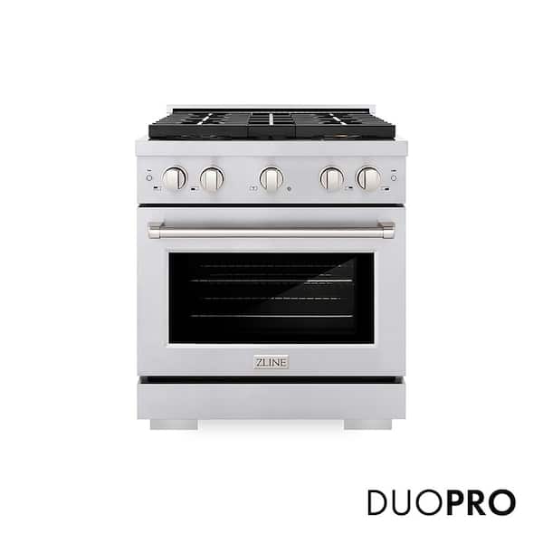 30 in. 4.2 cu. ft. Paramount Gas Range with 4-Burner DuoPro Cooktop and Convection Gas Oven in Stainless Steel