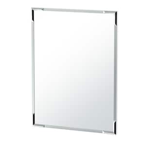 Faceted 24.5 in. W x 32.5 in. H Framed Rectangular Beveled Edge Bathroom Vanity Mirror in Chrome