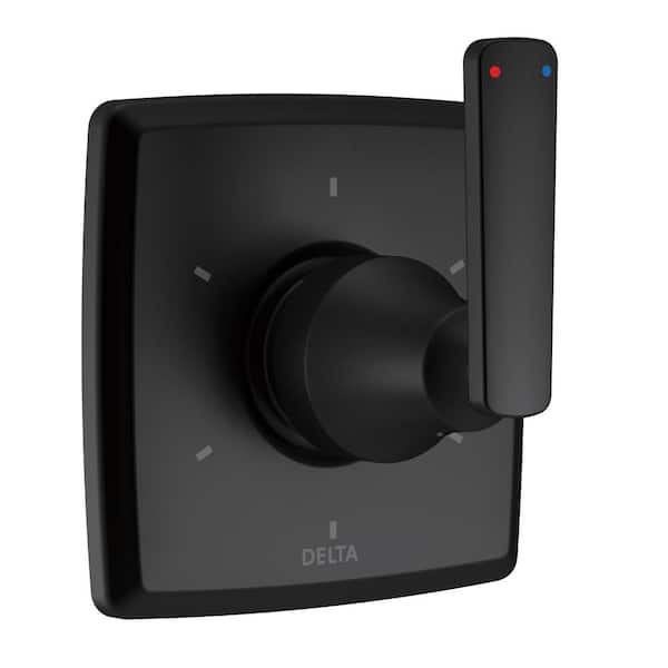 Delta Ashlyn 1-Handle Wall Mount 6-Setting Valve Faucet Trim Kit in Matte Black (Valve Not Included)