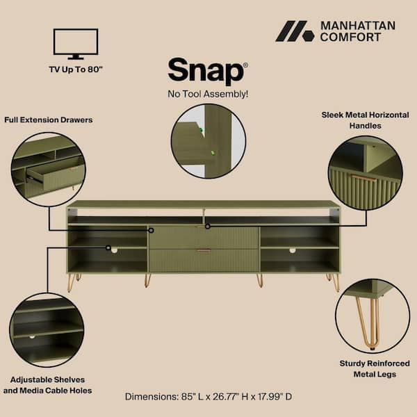 Manhattan Comfort DUMBO 85 in. Olive Green Mid-Century