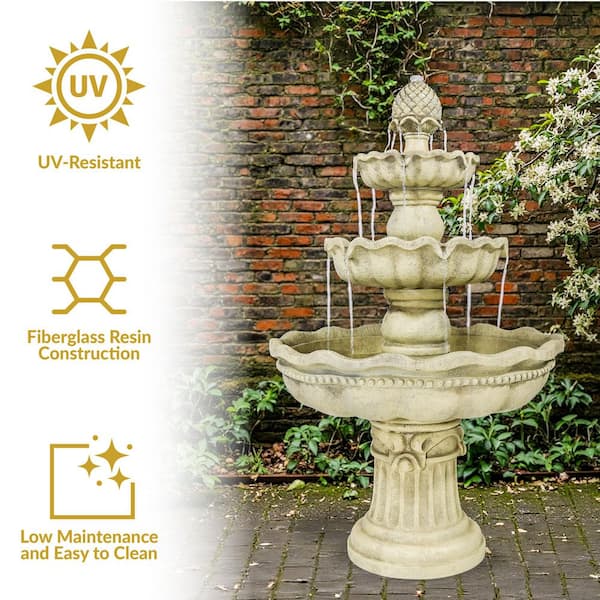 Sunnydaze 51 in. 3-Tier Pineapple Outdoor Garden Patio Water
