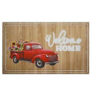 Red Truck Welcome Multi-Colored 18 in. x 30 in. Indoor/Outdoor Doormat