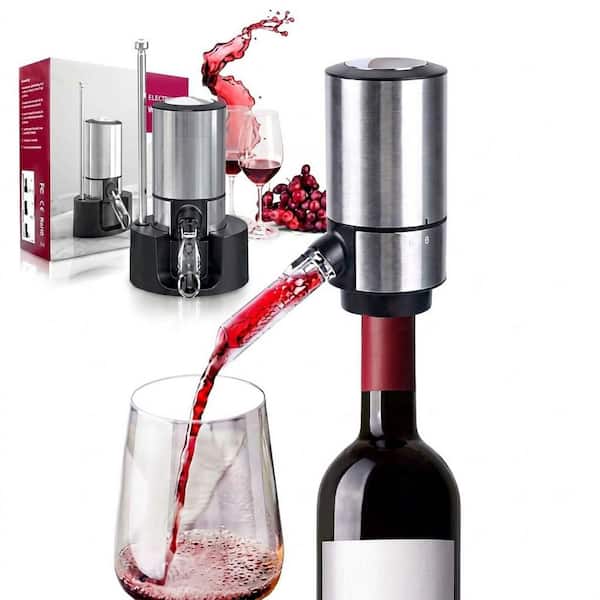 Stainless Steel Wine Aerator Pourer Electric Wine Dispenser One Touch Smart Decanter with Storage Base