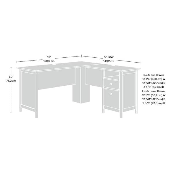 Union & Scale Essentials Single-Pedestal L-Shaped Desk with Integrated Power Management, 59.8 x 59.8 x 29.7, Natural Wood/Black