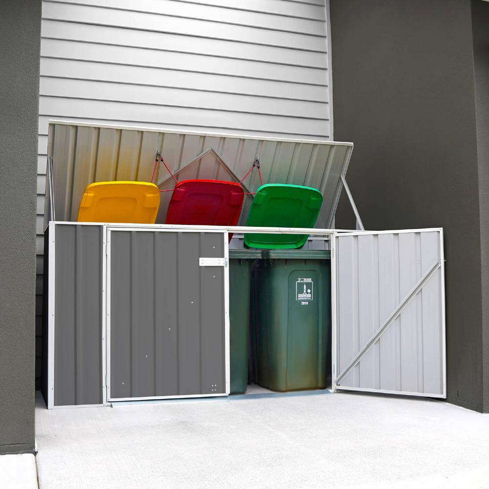 7.5 x 2.5 ft Gray Galvanized Steel Double Door Storage Shed