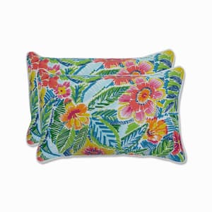 Floral Multicolored Rectangular Outdoor Lumbar Throw Pillow 2-Pack