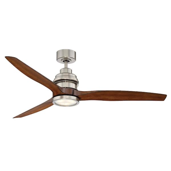 Savoy House La Salle 60 in. Integrated LED Indoor/Outdoor Satin Nickel Ceiling Fan with Light Kit, DC Motor, and Remote Control