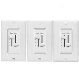 2.5 Amp 3-Speed Ceiling Fan Control and LED Dimmer Light Switch in White with Wall Plates (3-Pack)