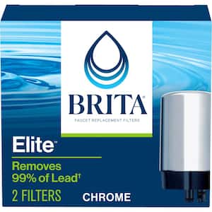 Chrome Faucet Mount Tap Water Filtration System Filter Replacement Cartridge (2-Pack), BPA Free, Reduces Lead