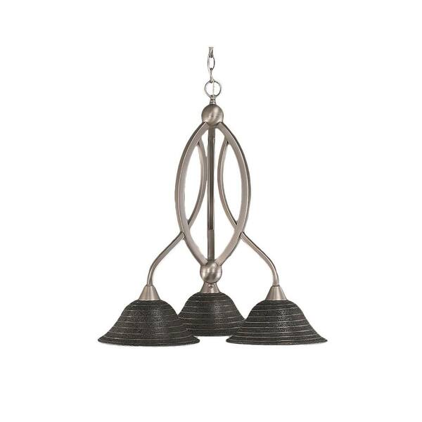 Filament Design Concord 3-Light Brushed Nickel Chandelier with Charcoal Spiral Glass