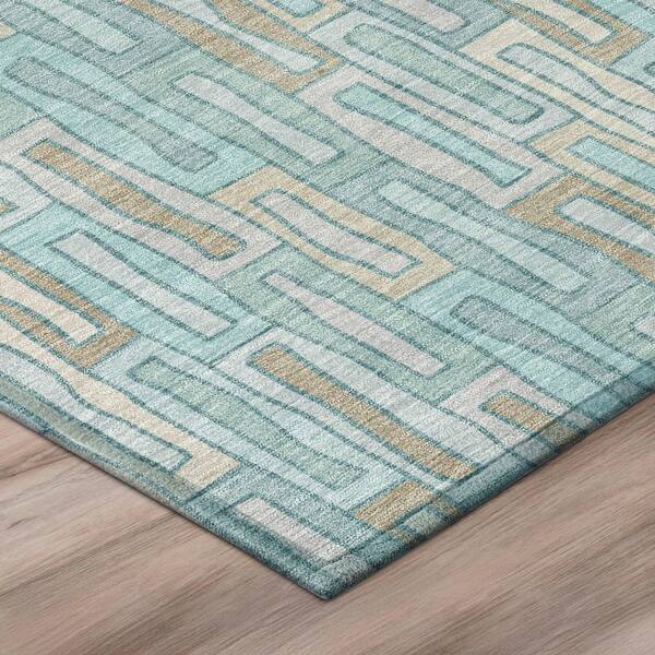 Chantille Machine Washable Indoor/Outdoor Abstract ACN3054 Teal 10 ft. x 14 ft. Area Rug