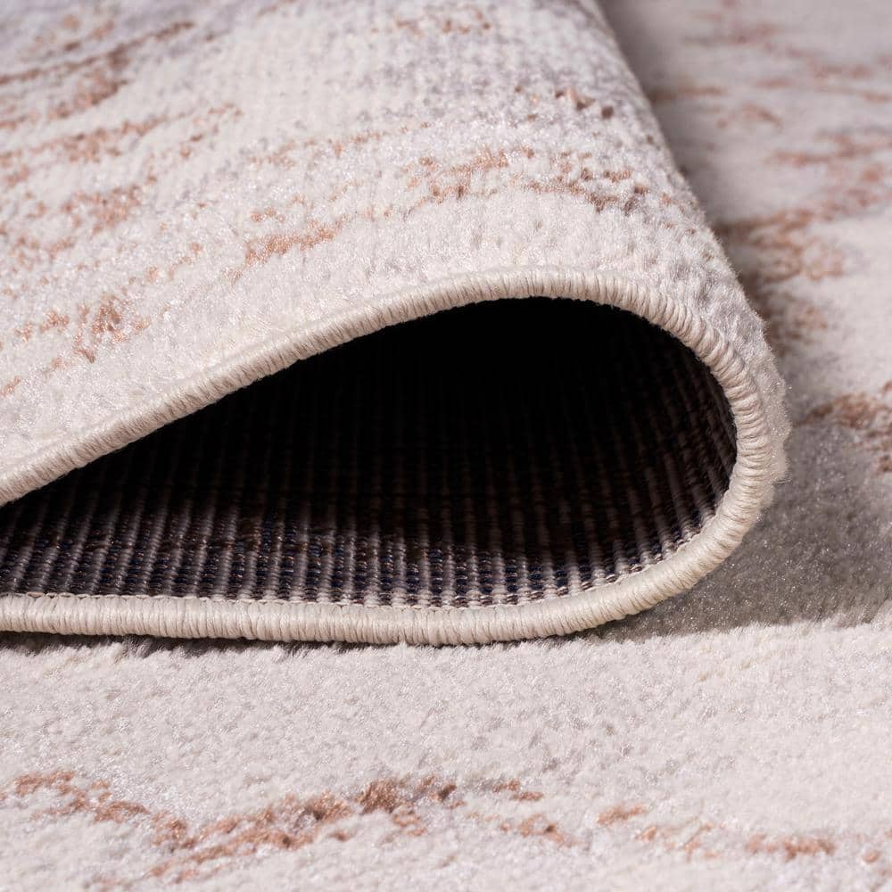 Cream and Red Synthetic Reversible 4' x 6' Area Rug