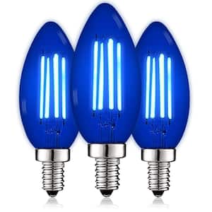 40-Watt Equivalent LED Blue Light Bulb, 4.5-Watt, Colored Glass Candelabra Bulb, UL Listed, E12 Base (3-Pack)