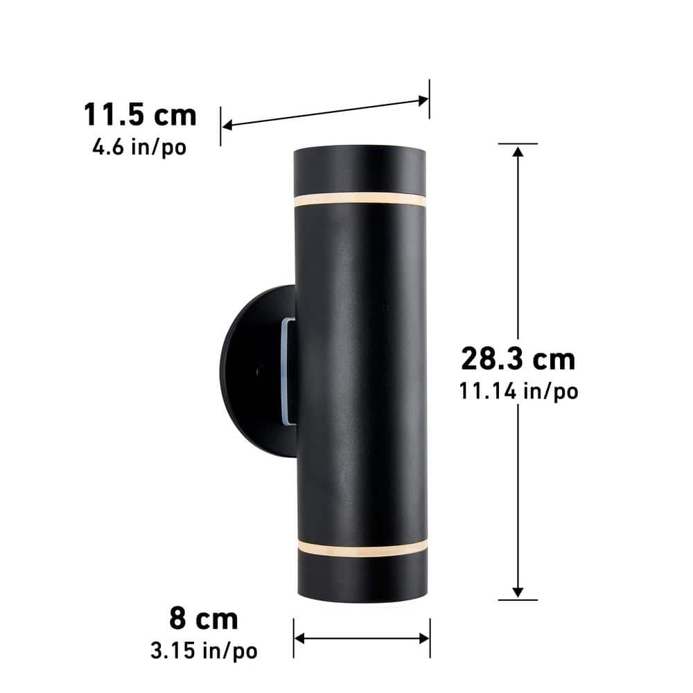 Modern Matte Black Cylinder Wall Sconce with Frosted Glass