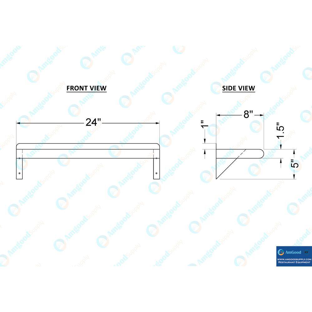 24" Stainless Steel Wall Shelf with Brackets