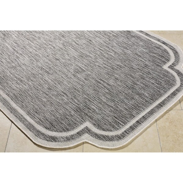 Miami Beach Charcoal Traditional Solid Color 5 ft. 3 in. x 7 ft. Indoor/Outdoor Area Rug