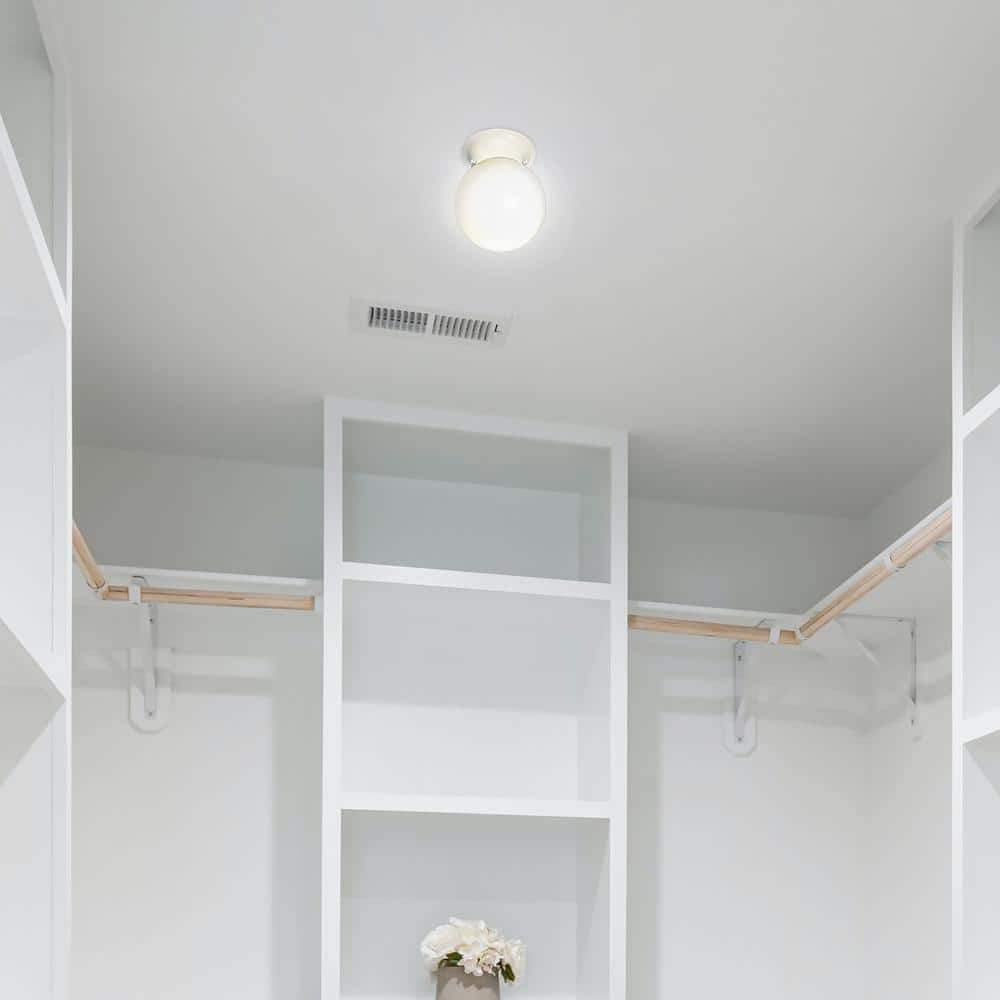 White Glass Globe Flush Mount Ceiling Light