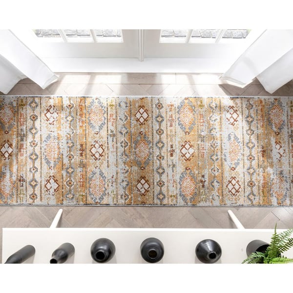 Omaha Vintage Alu Cream Modern Tribal 2 ft. 7 in. x 9 ft. 10 in. Runner Area Rug