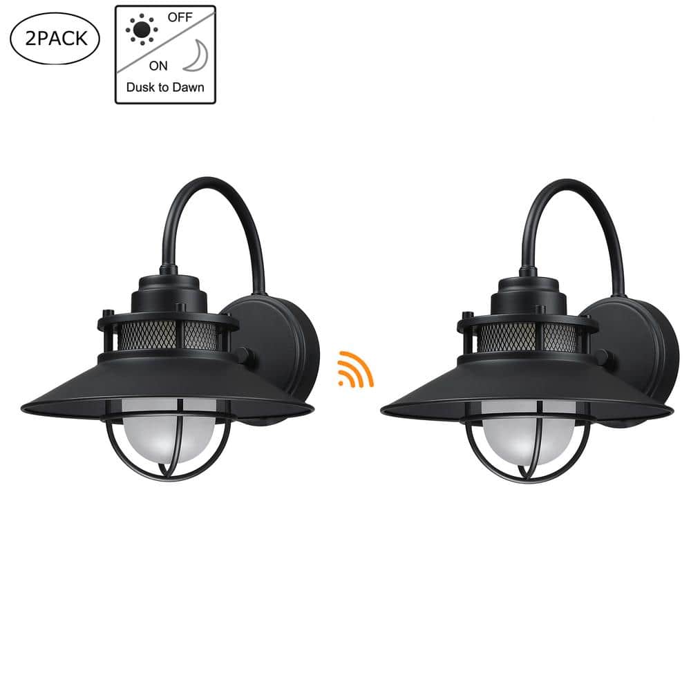 ORA 11 in. 1-Light Matte Black Dusk to Dawn Outdoor Wall Light (2-Pack) price history on PriceWatchPro