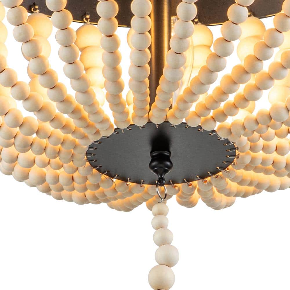 Bohemian Gold and Glass Beaded Dome Semi-Flush Mount Light