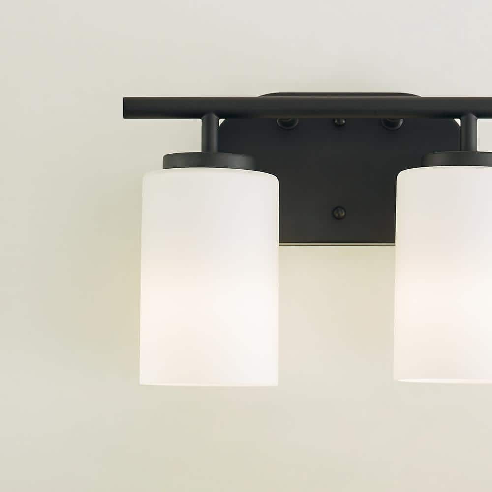 Midnight Black Bronze 2-Light Vanity Fixture with Opal Glass