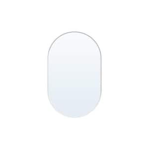 20 in. W x 32 in. H Oval Small Framed Wall Bathroom Vanity Mirror in White