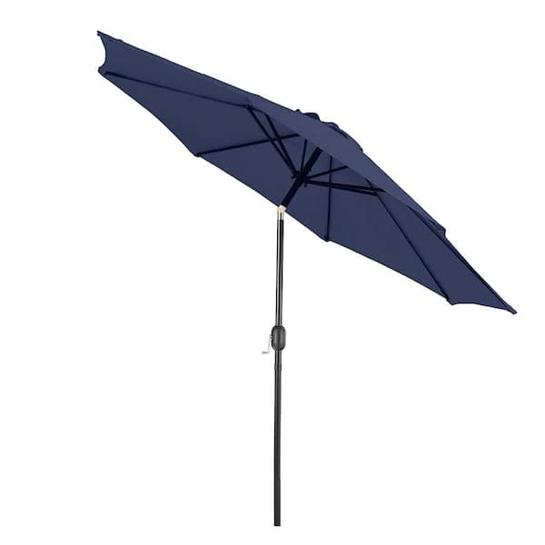 PHI VILLA 9 ft. Market Patio Umbrella in Blue With Crank and Tilt